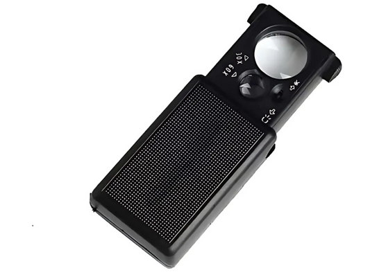 Lupa extraíble con luz LED de 30X, ideal para detalles finos y portabilidad