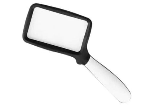 Lupa plegable de mano 2X con 5 LEDs, ideal para lectura y trabajos detallados en Madrid.