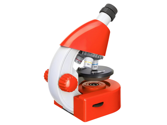 Microscopio biológico de nivel básico, perfecto para uso educativo y aprendizaje de ciencias en Madrid.