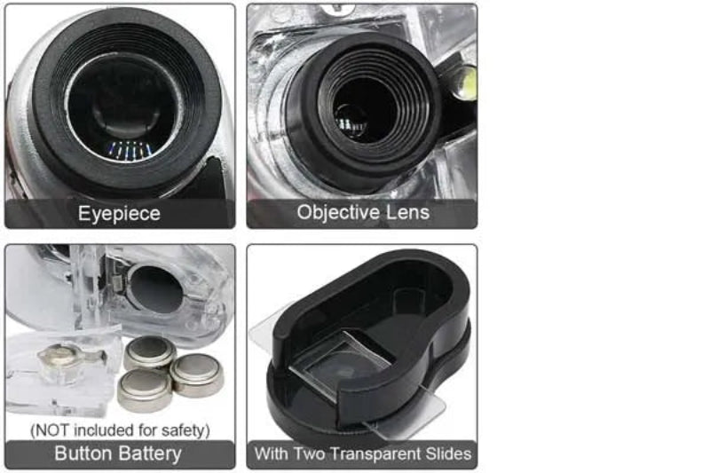 Microscopio compacto con aumento 20x-40x para uso educativo y científico.