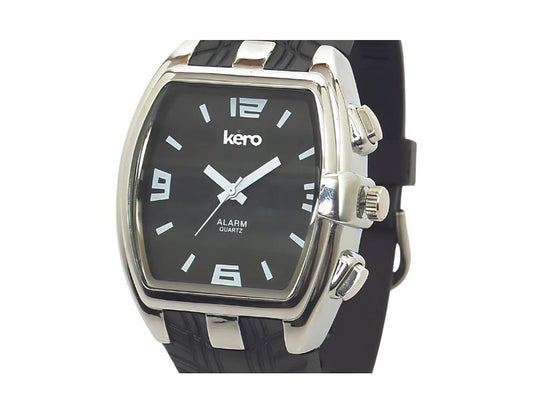 Reloj parlante cuadrado con correa de goma, perfecto para personas ciegas.