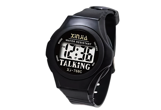 Reloj deportivo con voz en español, ideal para personas activas y con baja visión.