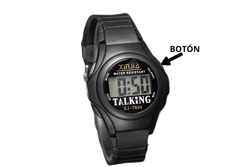 Reloj parlante en español, útil para hacer deporte sin mirar la pantalla.
