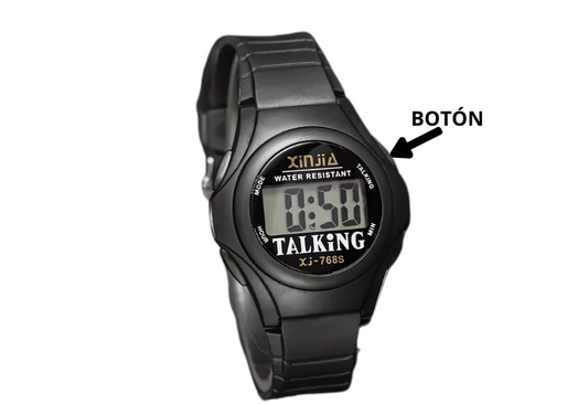 Reloj parlante en español, útil para hacer deporte sin mirar la pantalla.