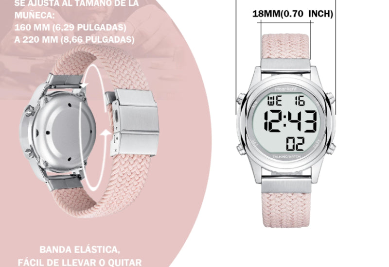 Reloj parlante en español, cómodo y accesible para el día a día.