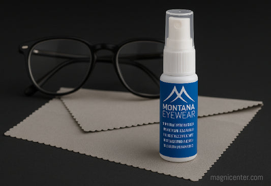 Limpiador en spray para gafas y lentes, elimina grasa y polvo en Madrid.