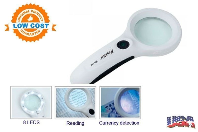 Lente de aumento con luz negra y LED de 3 aumentos