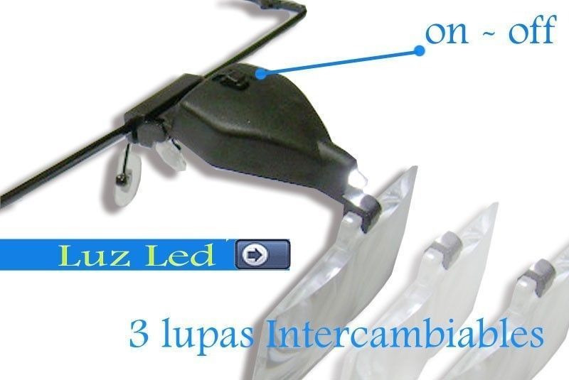 Lupa con iluminación LED y pinza adaptable para gafas