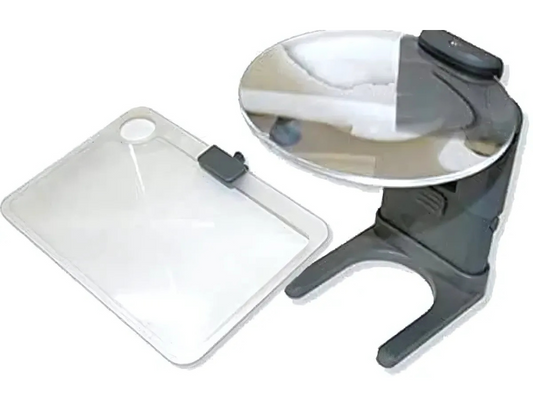 Lupa de apoyo con lentes intercambiables para trabajos de precisión