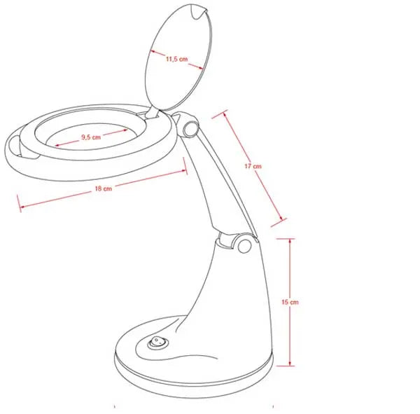 Flexo de aumento con luz LED para superficies de mesa y 5 dioptrías