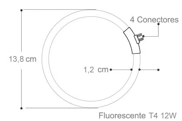 La bombilla es del tipo T4 de 12 W