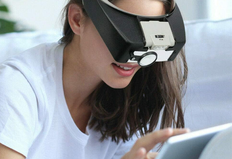 Visor con gafas lupa y luz LED integrada