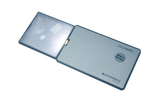 Lupa de bolsillo con LED Easy Pocket Eschenbach, ideal para lecturas y trabajos detallados.