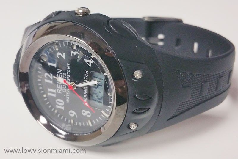 Reloj digital con voz en español, ideal para deporte y uso diario.