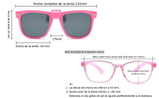 Clip-on espejado azul para gafas, con diseño práctico y protección contra el sol.