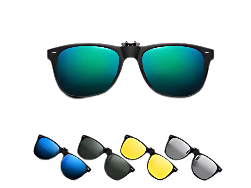 Clip On de colores para gafas en Madrid, accesorio práctico para protección solar y mejora visual.