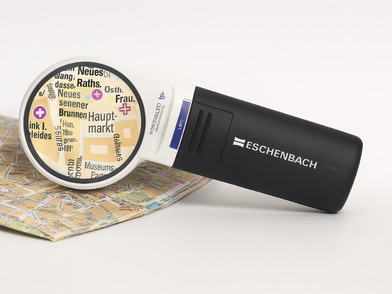 Lupa portátil Mobilux LED ideal para ampliar texto con alta claridad