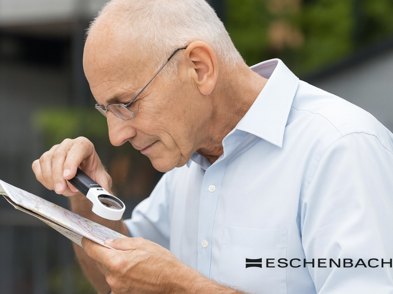 Lupa Mobilux con luz brillante LED para usuarios con baja visión.