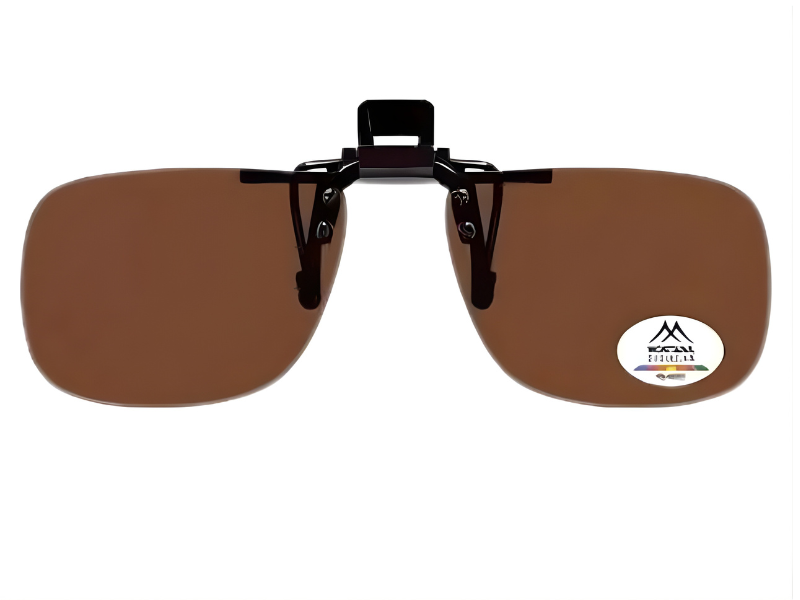 Lente polarizada tipo clip-on que protege los ojos del deslumbramiento solar.