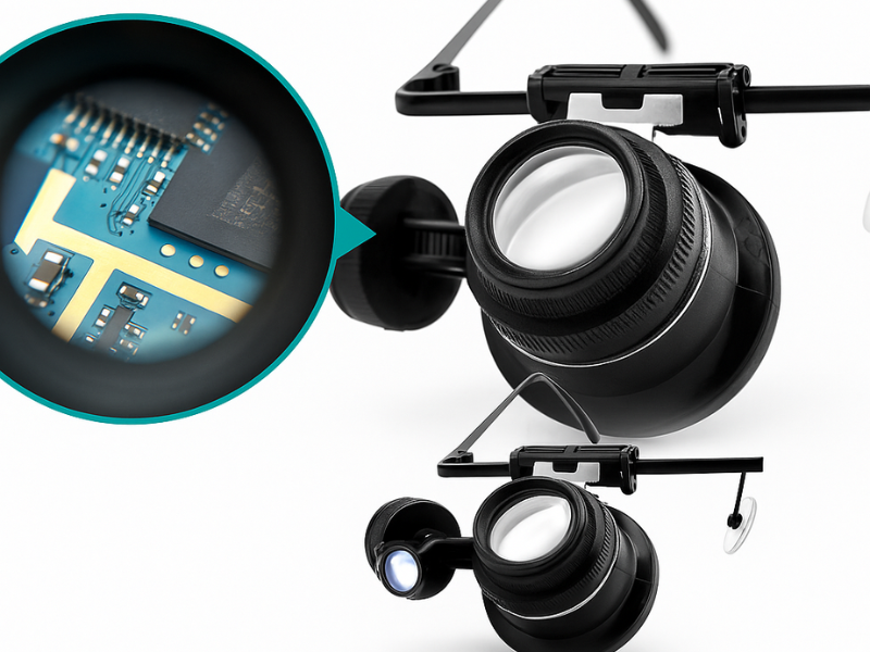 Lupa binocular 20x con iluminación LED ideal para detalles finos en Madrid.