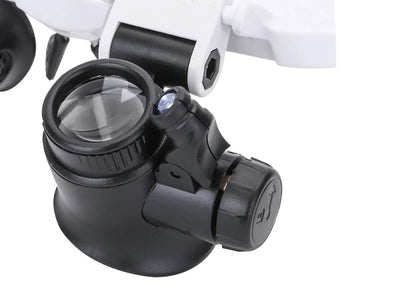 Kit de Lupas Binoculares con Iluminación LED y 4 Lentes de Aumento Diferentes