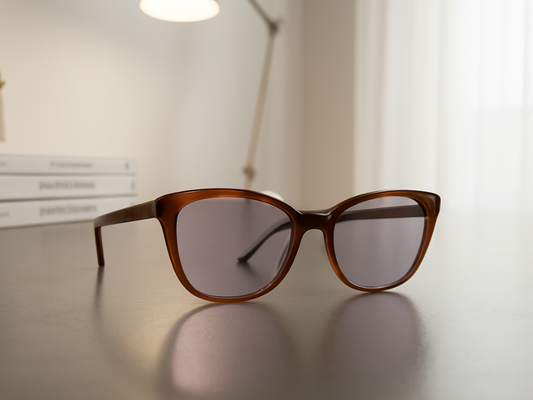 Gafas con filtro FL-41 que reducen la sensibilidad a la luz y el deslumbramiento, recomendadas para personas con fotofobia en Madrid