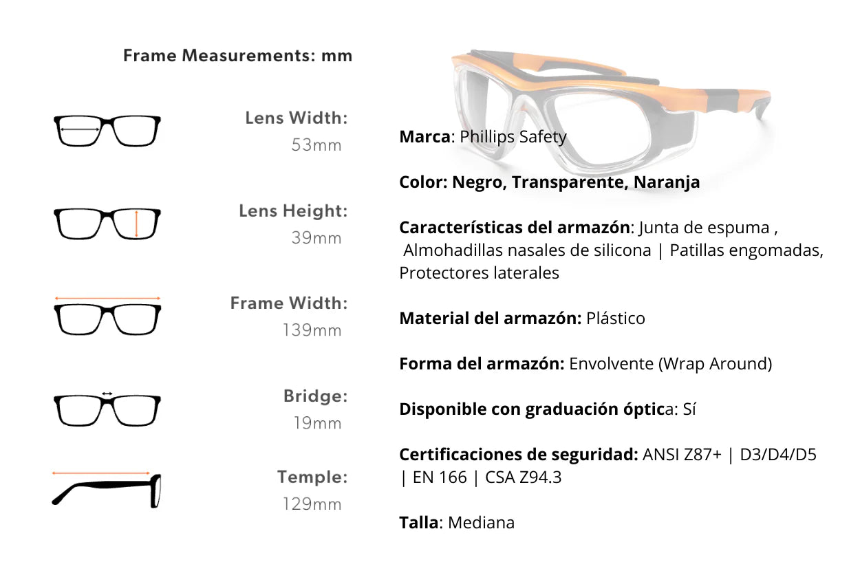 Gafas de protección RX-T9603 con lentes graduables en Madrid