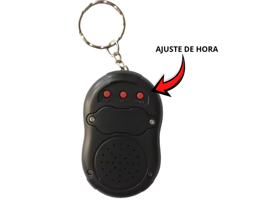 Llavero reloj parlante en español con alarma y aviso horario para invidentes