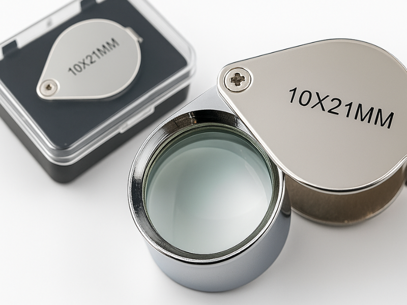 Lupa 10x plegable para joyero en Madrid, ideal para revisar piedras, metales y detalles finos.