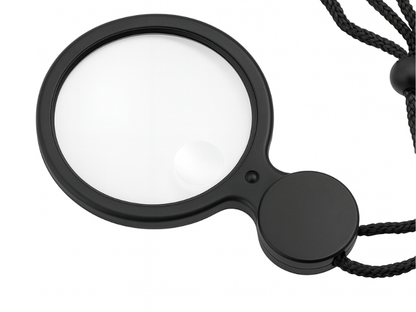 Lupa colgante LED 4x en Madrid con iluminación integrada, ideal para lectura y trabajos de precisión.