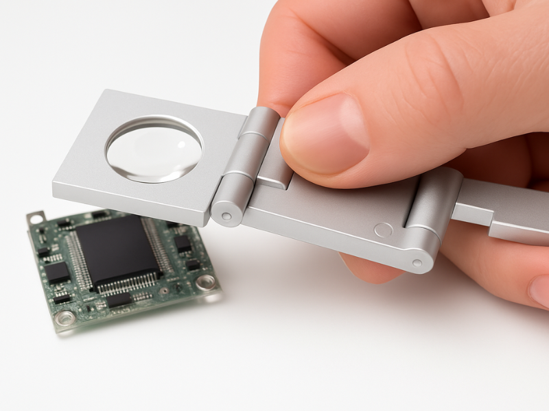 Lupa Eschenbach metálica para inspección.