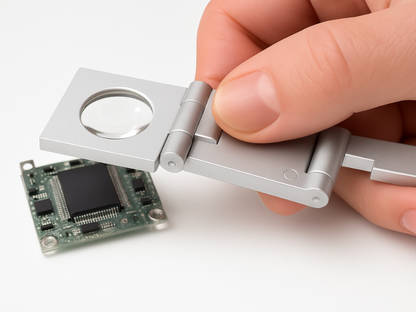 Lupa Eschenbach metálica para inspección.