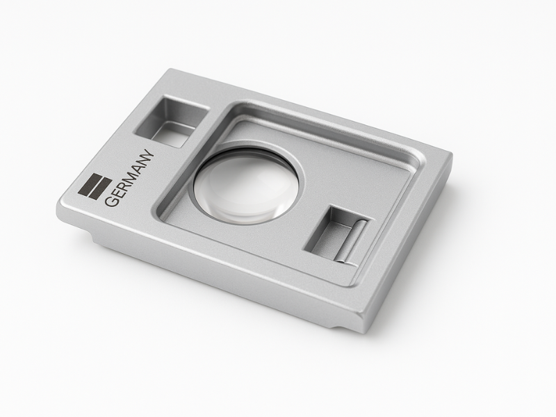 Lupa cuenta hilos Eschenbach sobre fondo blanco.