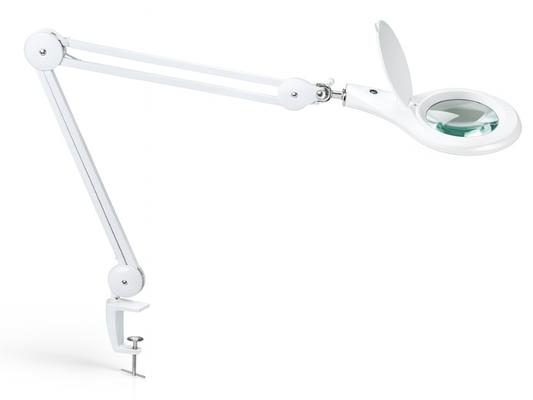 Lupa flexo articulada con iluminación LED 56 SMD para trabajos de precisión.