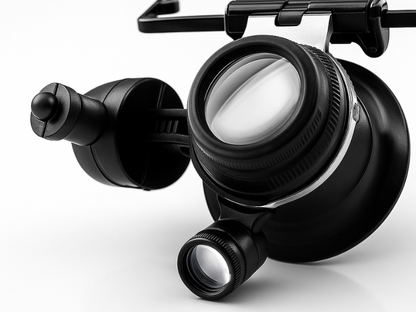 Lupa monocular 20x con LED usada para precisión en tareas minuciosas en Madrid.