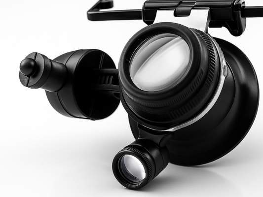 Lupa monocular 20x con LED usada para precisión en tareas minuciosas en Madrid.