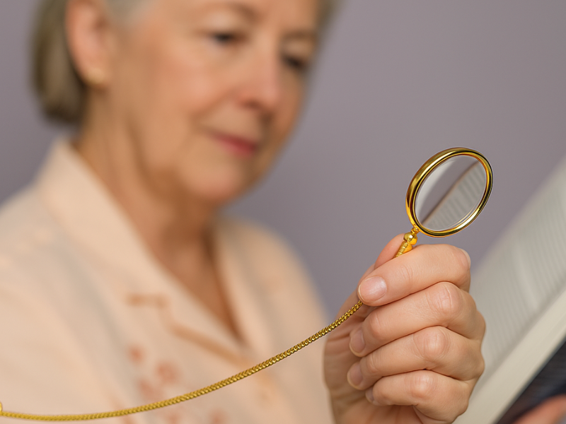 Lupa Eschenbach para colgar en Madrid, ideal para uso diario y lectura de etiquetas pequeñas.