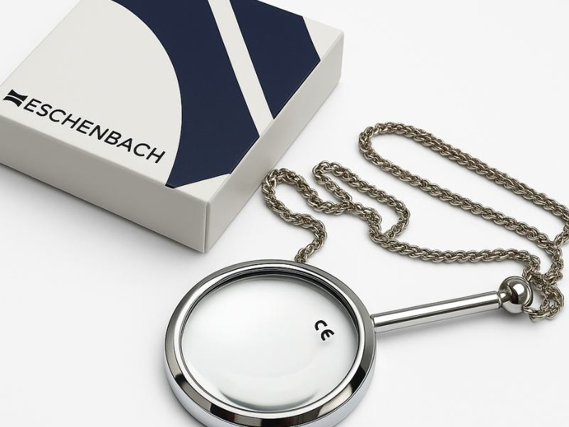 Lupa para colgar Eschenbach en Madrid, ligera y práctica para ampliar textos y detalles.