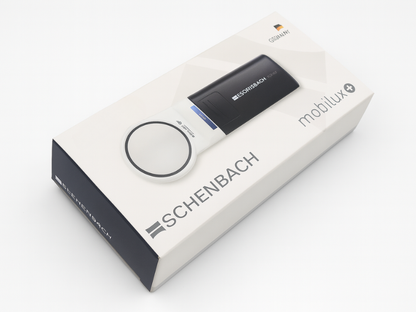 Lupa de mano con potente iluminación LED Mobilux para visión mejorada.