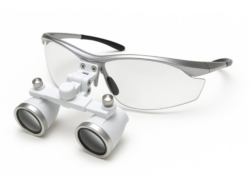 Lupas binoculares para odontólogos en Madrid con óptica de cristal galileana.
