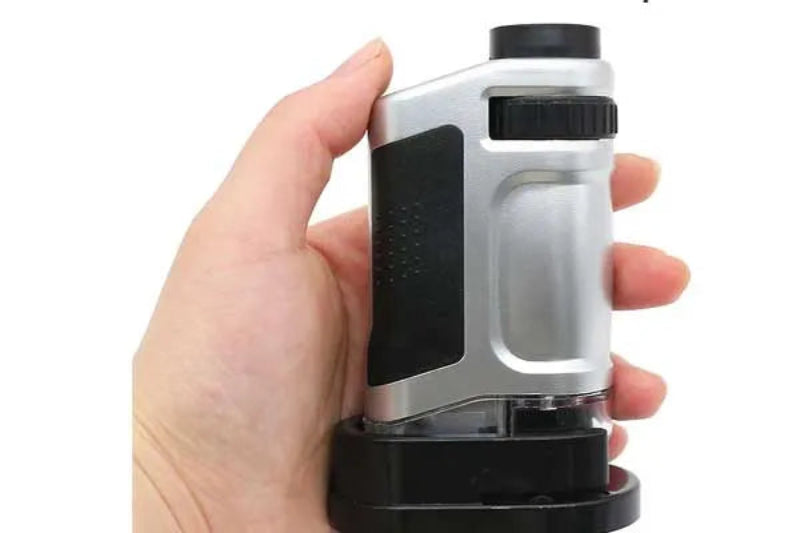 Microscopio de mano con aumento 20x a 40x, ideal para niños, estudiantes y exploradores.