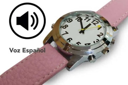 Reloj parlante Cromax rosa, ideal para quienes buscan comodidad y estilo.