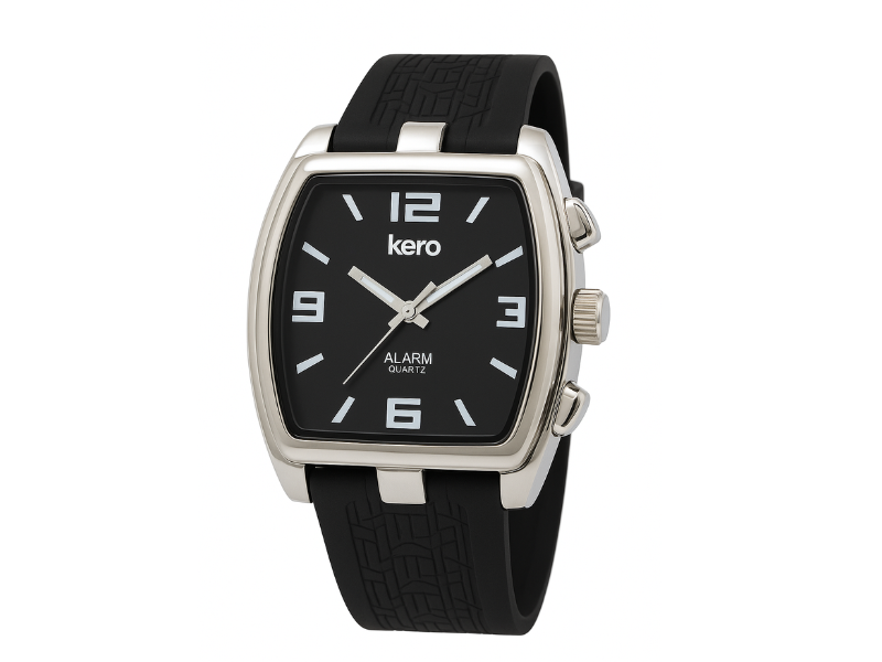 Reloj parlante de diseño cuadrado con correa de goma, ideal para personas ciegas o con baja visión.