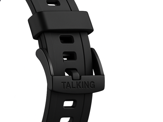 Reloj parlante deportivo que anuncia la hora en español, práctico para entrenamientos y actividades diarias.