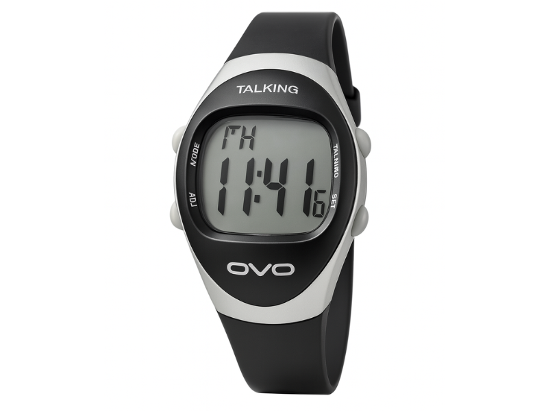 Reloj oval para ciegos con voz en español, práctico y accesible, disponible en Madrid.