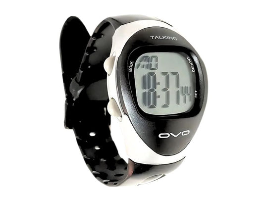 Reloj oval parlante con voz en español, ideal para personas ciegas en Madrid.