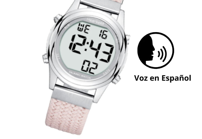 Reloj digital con voz en español, práctico y accesible en Madrid