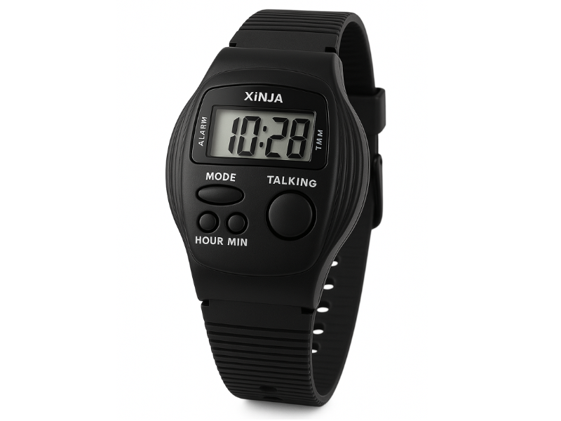 Reloj con voz en español para facilitar la lectura de la hora a personas mayores.