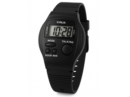 Reloj con voz en español para facilitar la lectura de la hora a personas mayores.