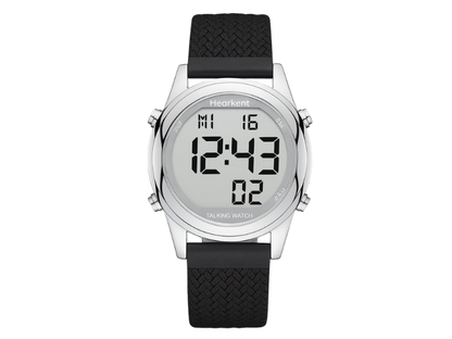 Reloj digital con voz en español para personas con baja visión.